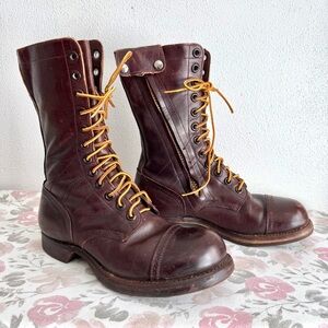 Vintage RANGER LEATHER BOOTS Heavy Military Lace Up Talon Zipper Jump 7.5 Men’s